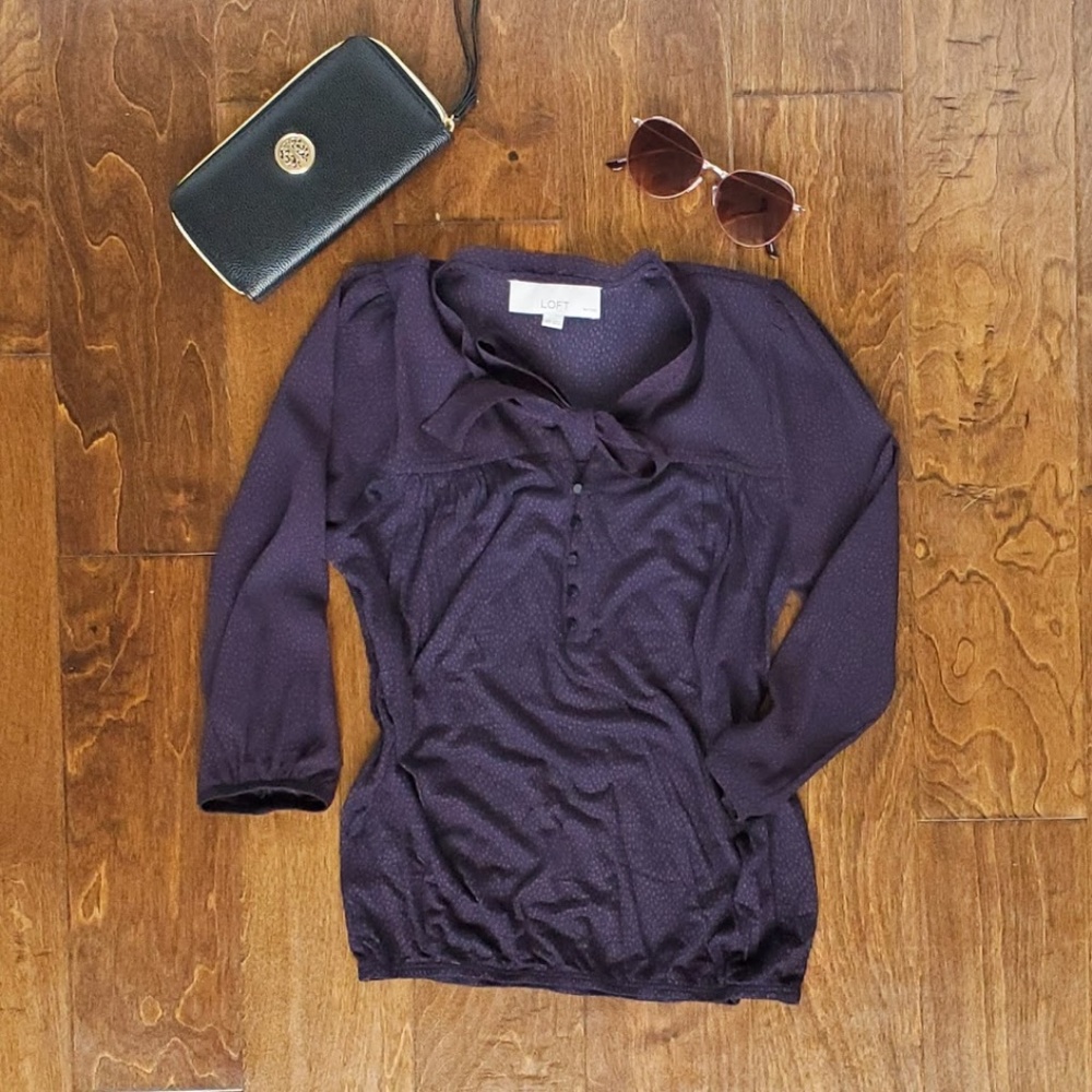 Loft Tie Collar Print Blouse